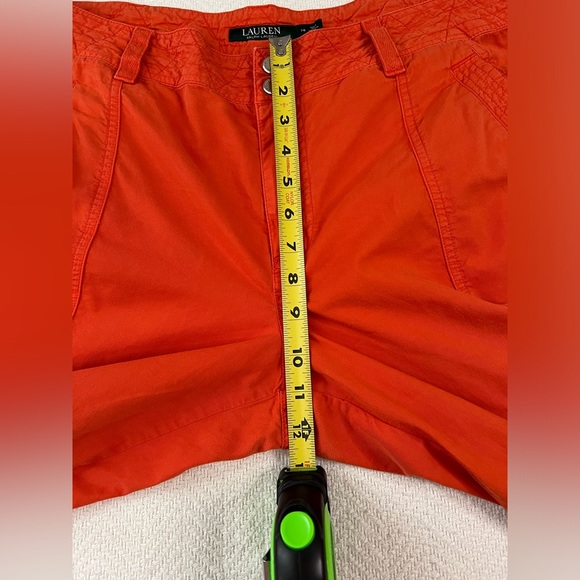 Lauren Ralph Lauren Pants Women's 14 Safari Style Utility Orange Cotton Tie Hem - Picture 10 of 11